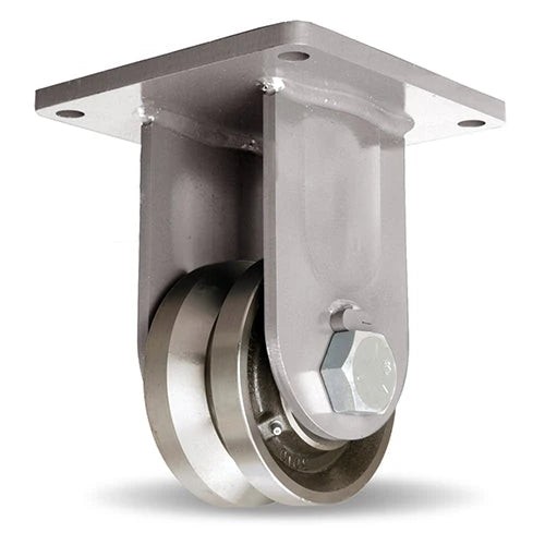 Hamilton 10,000 lbs Load Capacity Rigid Caster - 6x3" Forged Steel V-Grooved Wheel with 1 1/4" Precision Tapered Roller Bearings - Maxi-Duty R-MD-63FVT CasterHQ