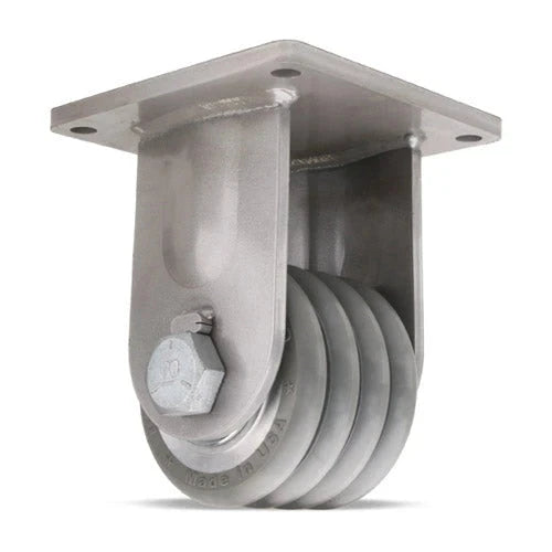 Hamilton Maxi-Duty Rigid Caster with 6" x 4" UltraGlide™ (95A) Quad-Wheel Grey Tread on Aluminum Core with 1 1/4" Sealed Precision Ball Bearings CasterHQ