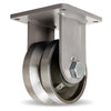 Hamilton Maxi-Duty 15,000 lbs. Rigid Caster - 8"x4" Forged Steel V-Grooved Wheel with 1 1/4" Precision Tapered Roller Bearings - R-MD-84FVT Hamilton