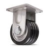 Hamilton Maxi-Duty Rigid Caster with 8" x 4" UltraGlide™ (70D) Quad-Wheel Black Tread on Aluminum Core with 1 1/4" Sealed Precision Ball Bearings CasterHQ