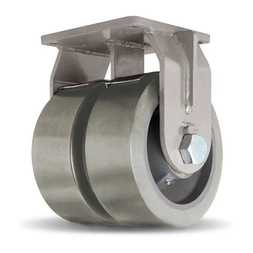 Hamilton Maxi-Duty Dual-Wheel Rigid Caster with 10" x 4" (1" Thick) DuraGlide Polyurethane (95A) on Forged Steel Center with 1 1/4" Precision Sealed Ball Bearings Hamilton