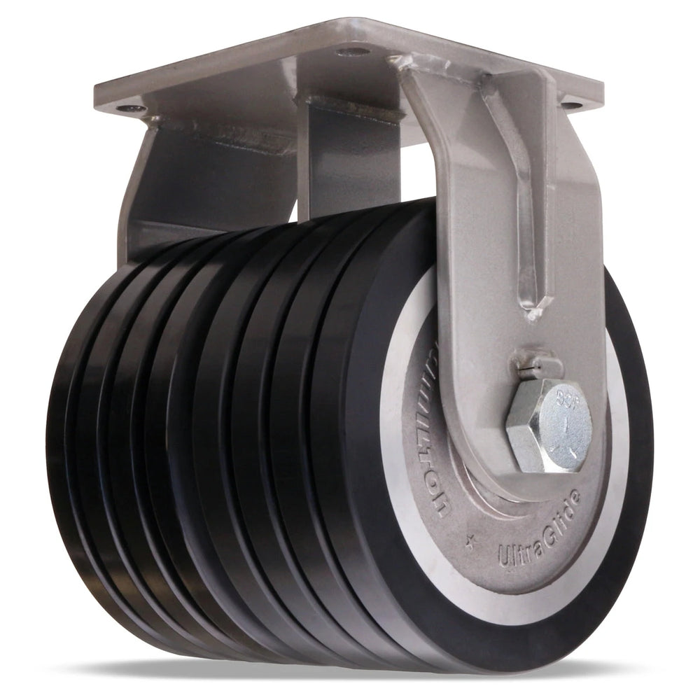 Hamilton Maxi-Duty Dual-Wheel Rigid Caster with 10" x 4" UltraGlide (70D) Quad-Wheel Black Tread on Aluminum Core with 1 1/4" Sealed Precision Ball Bearings Hamilton