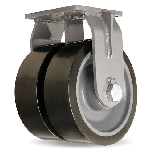 Hamilton 12" Maxi-Duty Dual Rigid Caster - 11,000 lbs Load Capacity - DuraGlide-AGV Polyurethane 95A on Forged Steel - 1-1/4" Sealed Ball Bearing - R-MDD-AGV-124GB95 Hamilton