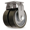 Hamilton Maxi-Duty 12" Dual Rigid AGV Caster | 9400 lbs. Load Capacity | 12x3 DuraGlide-AGV Polyurethane Wheel (95A) | Forged Steel Center | 1-1/4" Sealed Precision Ball Bearing Hamilton