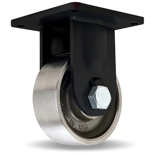 Hamilton Maxi-Duty Rigid Caster - 8x4 Forged Steel Wheel, High Heat 750°F Capacity, 7000 lbs Load - Stainless Steel Precision Bearings Hamilton