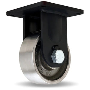 Hamilton Maxi-Duty Rigid Caster - 8x4 Forged Steel Wheel, High Heat 750°F Capacity, 7000 lbs Load - Stainless Steel Precision Bearings Hamilton