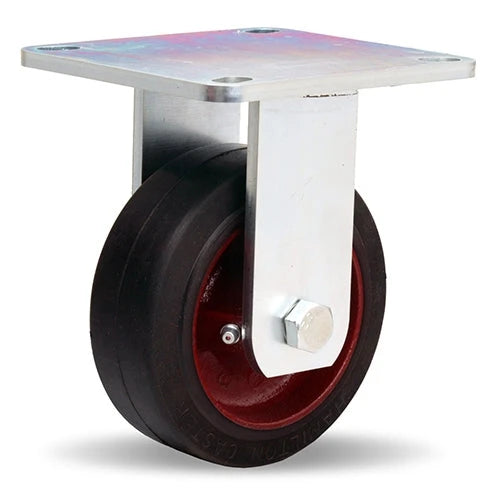 Hamilton R-MS-5R Medium Service Rigid Caster - 5x2 Inch Mold-On Rubber Wheel, Cast Iron Core, 3/4" Roller Bearing for Smooth Operation Hamilton