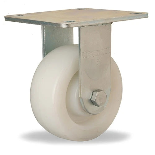 Hamilton R-MS-5WNB Medium Service Rigid Caster - 5x2 Inch White Nylon Wheel with 3/4" Straight Roller Bearing for Enhanced Mobility Hamilton