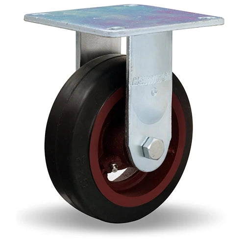 Hamilton R-MS-6R Medium Service Rigid Caster - 6x2 Inch Mold-On Rubber on Cast Iron Wheel with Roller Bearings Hamilton