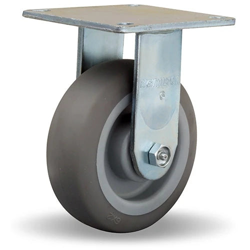Hamilton R-MS-6TE Medium Service Rigid Caster - 6x2 Inch Versa-Tech Gray Rubber Wheel on Polyolefin Core with Roller Bearings Hamilton