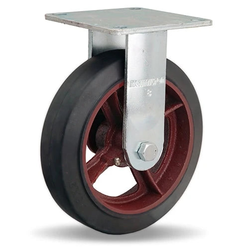 Hamilton R-MS-8R Medium Service Rigid Caster - 8" x 2" Mold-On Rubber Wheel, 3/4" Roller Bearing Hamilton