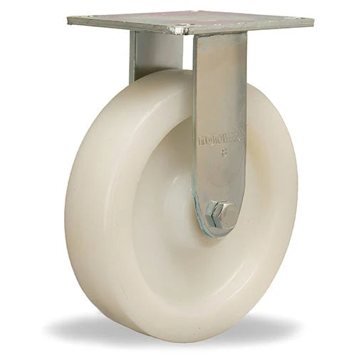 Hamilton R-MS-8WNB Medium Service Rigid Caster - 8x2" White Nylon Wheel, 3/4" Roller Bearing for Enhanced Mobility Hamilton