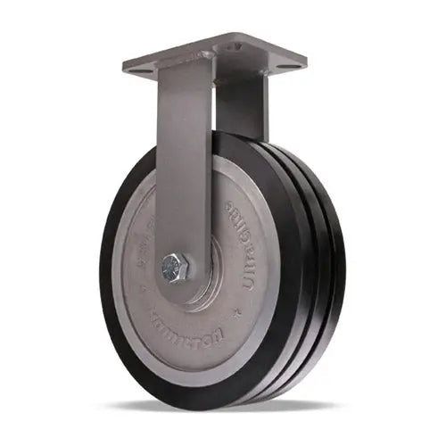 Hamilton Super Endurance Rigid Caster with 12" x 3" UltraGlide™ (70D) Triple Wheel Black Tread on Aluminum Core with 3/4" Sealed Precision Ball Bearings -  | CasterHQ