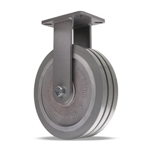 Hamilton Super Endurance™ Rigid Caster with 12" x 3" UltraGlide™ (95A) Triple Wheel Grey Tread on Aluminum Core with 3/4" Sealed Precision Ball Bearings Hamilton