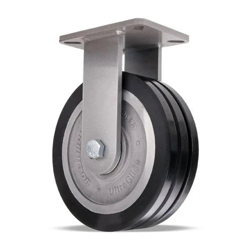 Hamilton Super Endurance™ Rigid Caster with 10" x 3" UltraGlide™ (70D) Triple Wheel Black Tread on Aluminum Core with 3/4" Sealed Precision Ball Bearings CasterHQ
