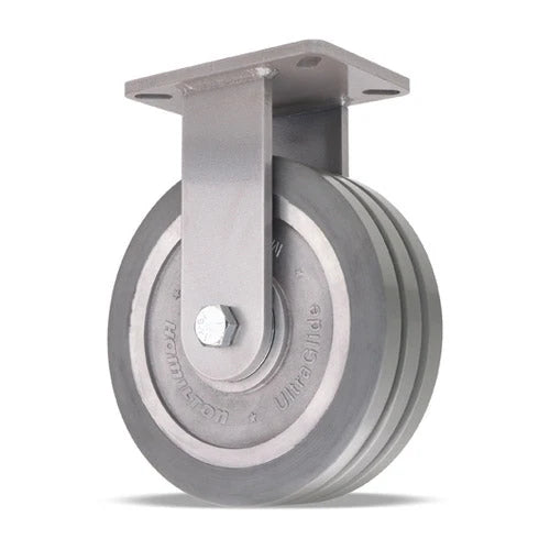 Hamilton Super Endurance™ Rigid Caster with 10" x 3" UltraGlide™ (95A) Triple Wheel Grey Tread on Aluminum Core with 3/4" Sealed Precision Ball Bearings Hamilton