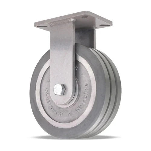 Hamilton Super Endurance™ Rigid Caster with 10" x 3" UltraGlide™ (95A) Triple Wheel Grey Tread on Aluminum Core with 3/4" Sealed Precision Ball Bearings CasterHQ
