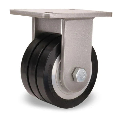 Hamilton Super Endurance™ Rigid Caster with 6" x 3" UltraGlide™ (70D) Triple Wheel Black Tread on Aluminum Core with 3/4" Sealed Precision Ball Bearings CasterHQ