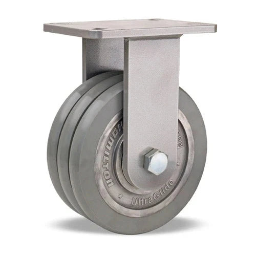 Hamilton Super Endurance™ Rigid Caster with 8" x 3" UltraGlide™ (95A) Triple Wheel Grey Tread on Aluminum Core with 3/4" Sealed Precision Ball Bearings CasterHQ