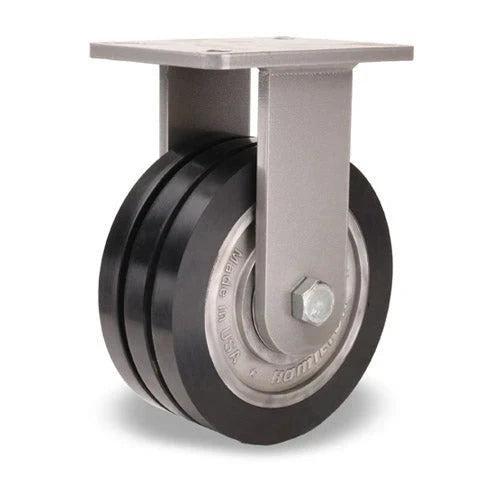 Hamilton Super Endurance™ Rigid Caster with 8" x 3" UltraGlide™ (70D) Triple Wheel Black Tread on Aluminum Core with 3/4" Sealed Precision Ball Bearings CasterHQ