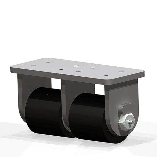 Hamilton Low Profile 2500 lbs. Load Capacity Rigid Caster - Dual Wheel 3 1/8" x 3" Poly on Steel Roller - With Needle Thrust & Roller Bearings on 3/4" Axle - Son of Mini-Mite R-SOMM2-313D70 Hamilton