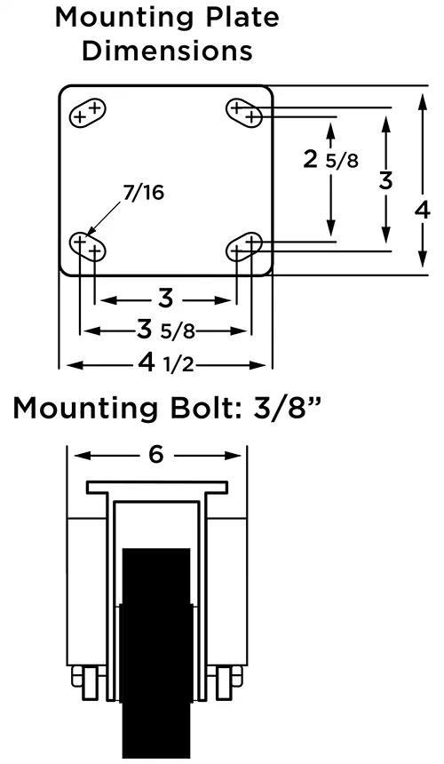 Hamilton 4x2" Spring-Loaded Workhorse Rigid Caster - 620 lbs Capacity with UltraGlide Ergo Polyurethane (85A) & Sealed Precision Bearings -  | CasterHQ
