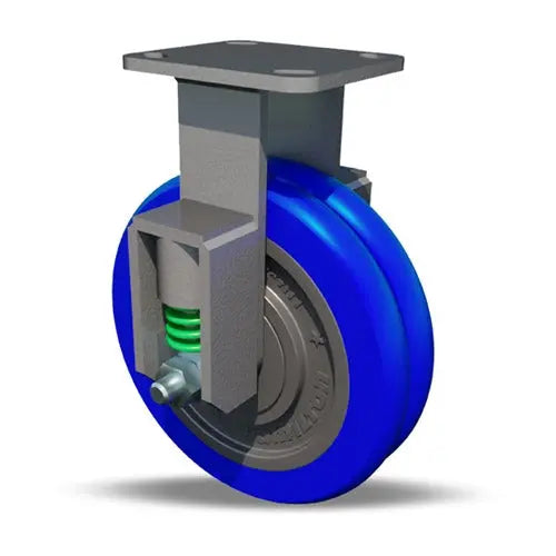 Hamilton 720 lbs Load Capacity Spring Loaded Workhorse Rigid Caster - 4"x2" UltraGlide Ergo Polyurethane Wheel, 85A Cast Iron, 1/2" Sealed Precision Ball Bearings - Heavy Duty Mobility Solution -  | CasterHQ
