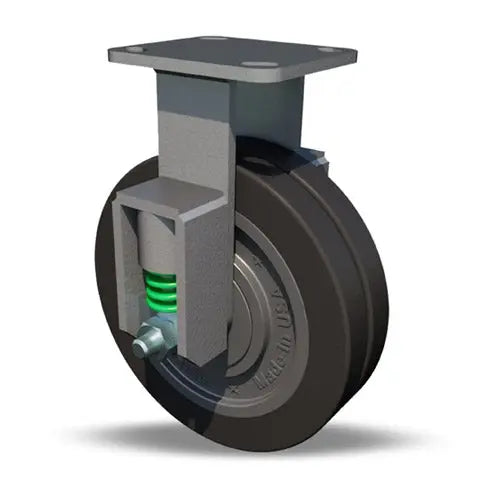 Hamilton 6" Rigid Caster - 1450 lbs Load Capacity, Spring Loaded Workhorse with UltraGlide XC Polyurethane (70D) on Cast Iron Wheel, 1/2" Sealed Precision Ball Bearings - R-SPWH-6SWF70D-2 -  | CasterHQ