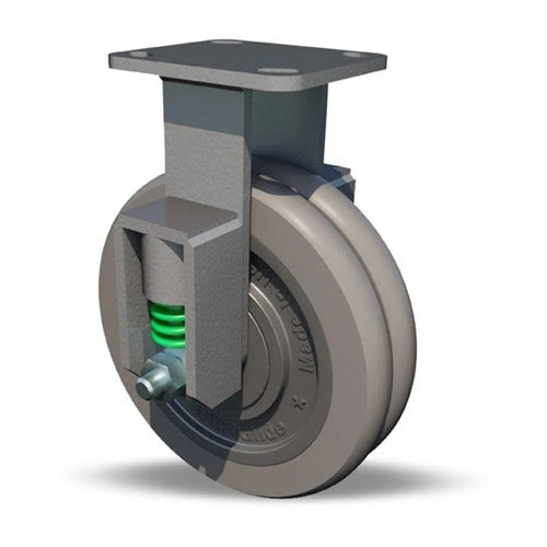 Hamilton 8x2 Inch Rigid Caster - 1450 lbs Load Capacity, Spring Loaded Workhorse, UltraGlide 24/7 Polyurethane on Cast Iron Wheel, Sealed Precision Ball Bearings - Model R-SPWH-8SWC95-2 Hamilton