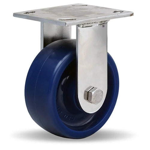 Hamilton 800 lbs. Load Capacity Stainless Steel Rigid Caster - 5"x2" 75D Unilast Solid Polyurethane Wheel with 3/4" Delrin Bearing - R-STA-5UYZ Hamilton