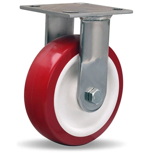 Hamilton 800 lbs Load Capacity Stainless Steel Rigid Caster - 6" x 2" Poly-Tech Polyurethane Wheel, 3/4" Delrin® Bearing - R-STA-6NFZ Hamilton