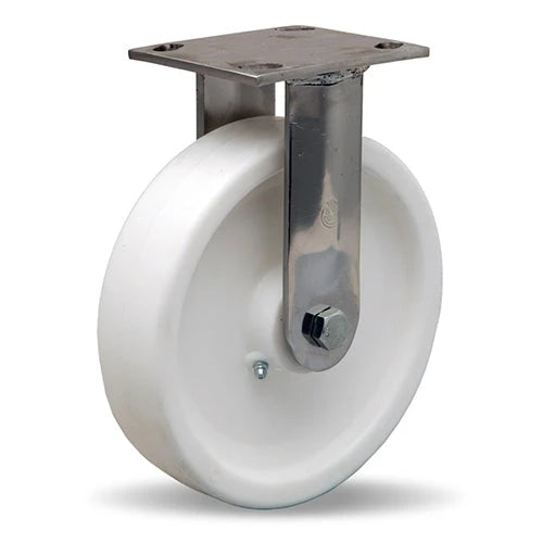 Hamilton Stainless Steel Rigid Caster 8"x2" - 800 lbs Load Capacity - Aqualite® Polyolefin 75D Wheel - 3/4" Delrin® Bearing - R-STA-8AZ Hamilton