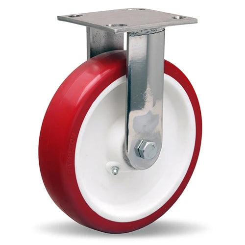 Hamilton 800 lbs. Load Capacity Stainless Steel Rigid Caster - 8"x2" Poly-Tech Polyurethane Wheel (95A) on Polypropylene with 3/4" Delrin Bearing Hamilton