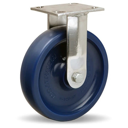 Hamilton 800 lbs Load Capacity Stainless Steel Rigid Caster - 8" x 2" Unilast Solid Polyurethane (75D) Wheel with 3/4" Delrin Bearing - R-STA-8UYZ Hamilton
