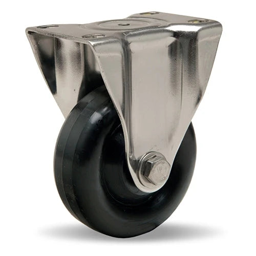 Hamilton R-STL-35A Stainless Steel Rigid Caster - 3 1/2" x 1 3/8" Aqualite Polyolefin Wheel with 1/2" Plain Bore - Top Quality & Eco-friendly Hamilton