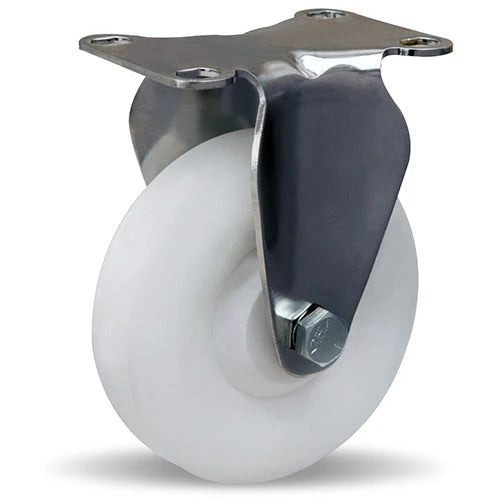 R-STL-4A Hamilton Stainless Steel Rigid Caster with 4" x 1 3/8" Aqualite Polyolefin Wheel - Industrial Grade, 1/2" Plain Bore Hamilton