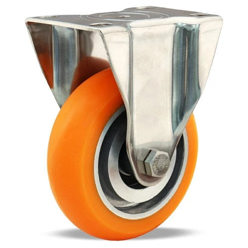 Hamilton Stainless Steel Rigid Caster - 4" x 1 1/4" Ergo-Tech Donut Tread Polyurethane Wheel with 3/8" Sealed Precision Ball Bearing - R-STL-4EMB Hamilton