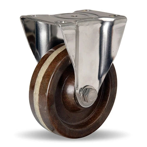 R-STL-4HHP Hamilton Stainless Steel Rigid Caster - 4" x 1 1/4" Plastex Phenolic Wheel - Corrosion-Resistant with 1/2" Plain Bore Hamilton