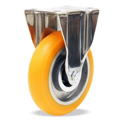 R-STL-5EMB Hamilton Stainless Steel Rigid Caster - 5" Ergo-Tech Donut Tread Polyurethane Wheel - Premium Quality & Durability for Industrial Use Hamilton