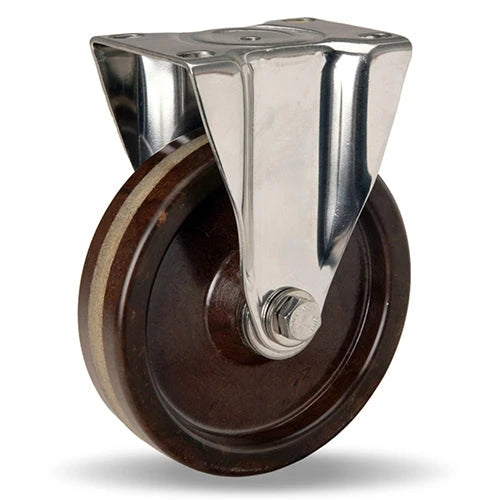 R-STL-5HHP Hamilton Stainless Steel Rigid Caster – 5" x 1 1/4" Plastex Phenolic Wheel with 1/2" Plain Bore for Industrial Use Hamilton