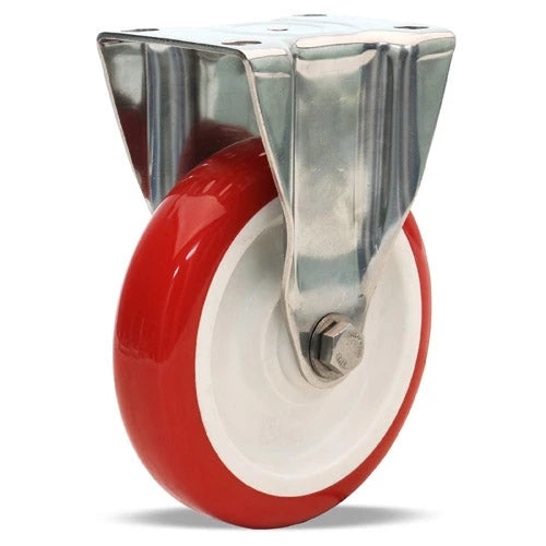 R-STL-5NFZ Hamilton Stainless Steel Rigid  Caster - 5" Poly-Tech Polyurethane on Polypropylene Wheel with Delrin Bearing - Industrial-Quality & Durable Hamilton