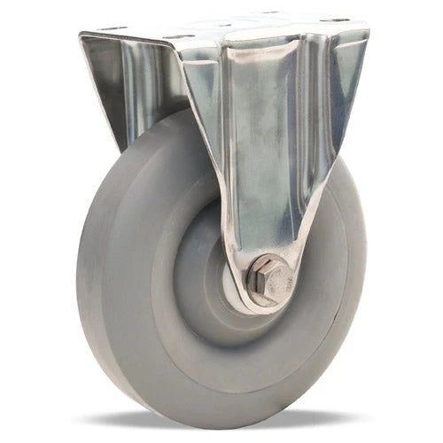 Hamilton Stainless Steel 5" Rigid Caster - Versa-Tech Gray Rubber (65A) on Polyolefin Wheel - 1/2" Delrin Bearing - S-STL-5TEZ Hamilton
