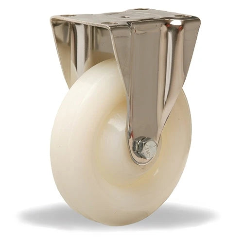 Hamilton R-STL-5WN Stainless Steel Rigid Caster - 5" White Nylon Wheel with 1/2" Plain Bore - Premium Industrial Mobility Solution Hamilton