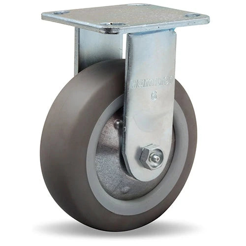 Hamilton R-TG-6TE Rigid Caster - 6x2 Inch Versa-Tech Gray Rubber Wheel, Thread Guard, Roller Bearing for Industrial Use Hamilton