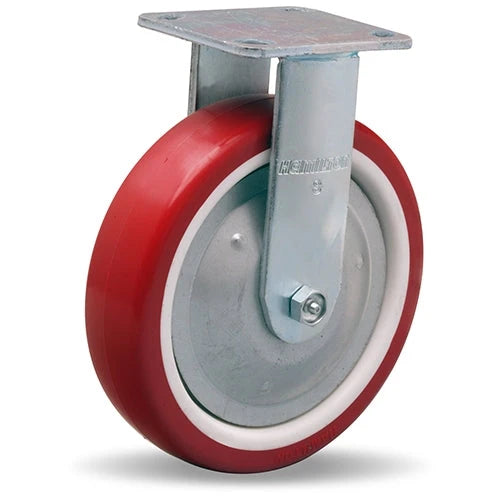 Hamilton R-TG-8NF Heavy-Duty Rigid Caster - 8" x 2" Polyurethane Wheel with Thread Guard & Roller Bearing Hamilton
