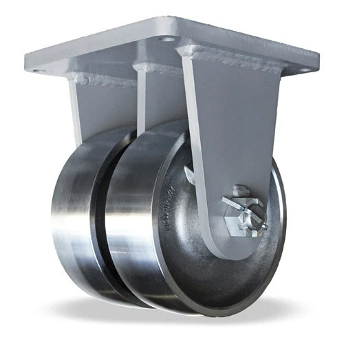 Hamilton Ultra Maxi-Duty Dual-Wheel Rigid Caster with 8" x 4" Forged Steel Wheel with 1 1/2" Precision Tapered Roller Bearing Hamilton