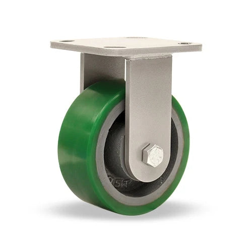 Hamilton Workhorse Rigid Caster with 5" x 2" Duralast Polyurethane (95A) on Cast Iron Wheel with 1/2" Sealed Precision Ball Bearings Hamilton