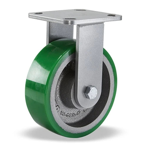 Hamilton Workhorse Rigid Caster with 6" x 2" Duralast Polyurethane (95A) on Cast Iron Wheel with 1/2" Sealed Precision Ball Bearings Hamilton