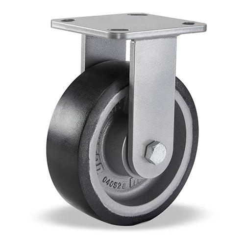 Hamilton Workhorse Rigid Caster with 6" x 2" Duralast XC Polyurethane (70D) on Cast Iron Wheel with 1/2" Sealed Precision Ball Bearings Hamilton