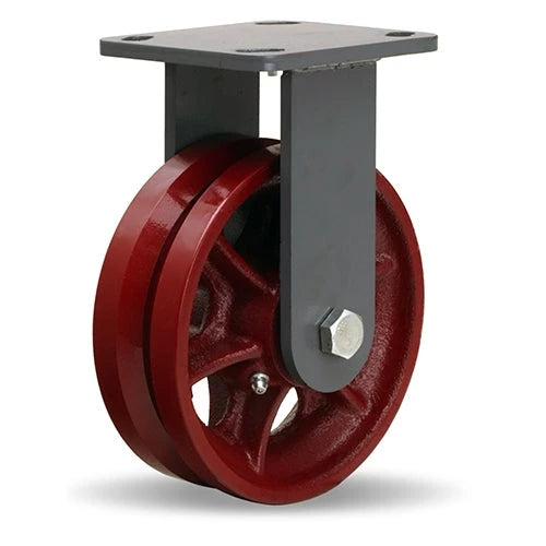 R-WH-6V Hamilton Workhorse Rigid Caster | 6"x2" V-Grooved Wheel | 3/4" Roller Bearing | Industrial Strength Mobility Hamilton
